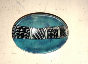 (Thee)schaaltje soapstone ovaal blauw