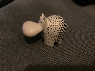 Nijlpaard soapstone groot zwart-wit